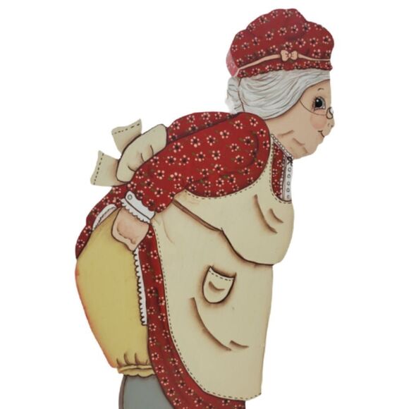 Wooden Grandmother & Granddaughter Mantle Sitter Decor Folk Art Shelf Accent - Picture 8 of 9